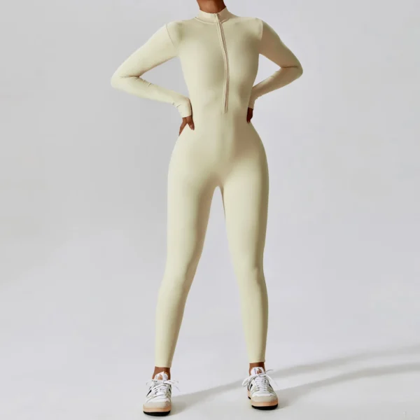 Yoga Boilersuit Long Sleeved Women's Sportswear Gym Zipper Jumpsuits Workout High-intensity Fitness One-piece Skin-tight Garment - Image 8