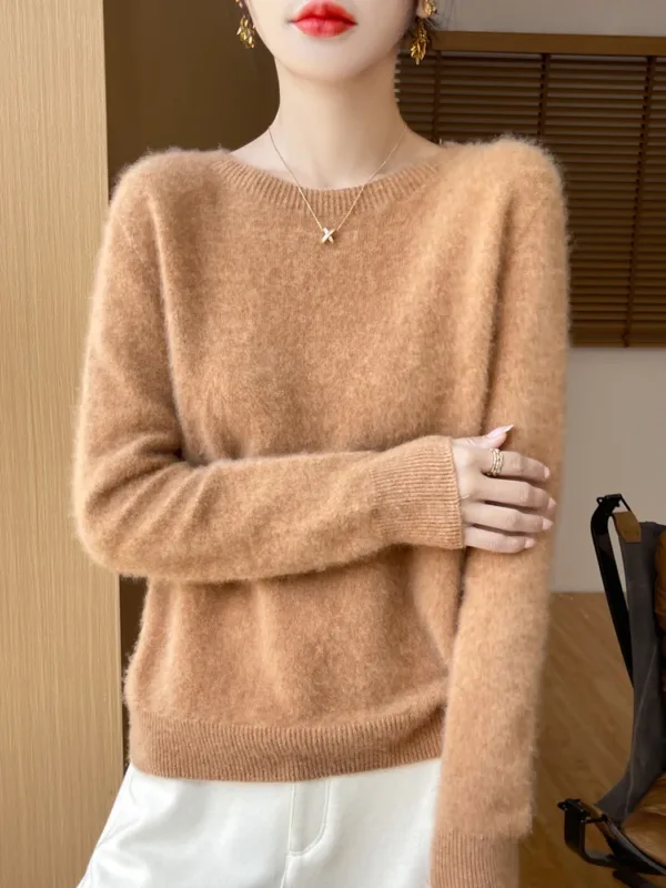 Woolen Sweater Round Neck 2024 Women's Autumn and Winter New Soft VersatileTop Casual and Fashionable Outerwear Top - Image 4