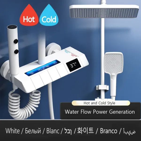 Piano Keys Bathroom Shower System Intelligent LED Temperature Display Shower Suit Bathtub Gray Rain Mixer Shower Faucet Full Set - Image 9