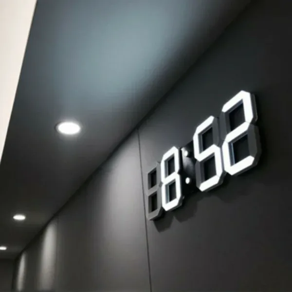 3D LED Wall Clock Large Digital Wall Clock With Remote Control Alarm Clock Time Date Temp Display Wall&Table Clock Modern Design - Image 2