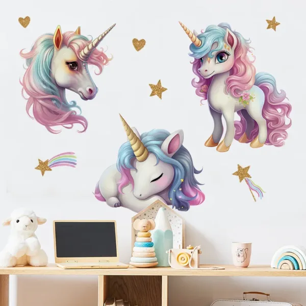 Unicorn Decorative Vinyl Child Wall Stickers For Baby Girl Room Decor Adhesive Wallpaper Bedroom Accessories Wall Art Room Decor - Image 2