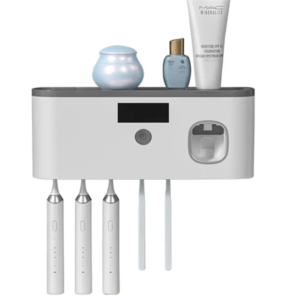 Solar Energy UV Toothbrush Holder Toothpaste Dispenser Bathroom Toothbrush Storage Box Multi-function Storage Holder USB Charge - Image 7