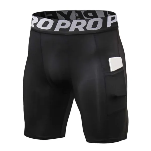 Compression Shorts Men with Pocket, Spandex Running Shorts Sport Athletic Workout Performance Underwear - Image 2