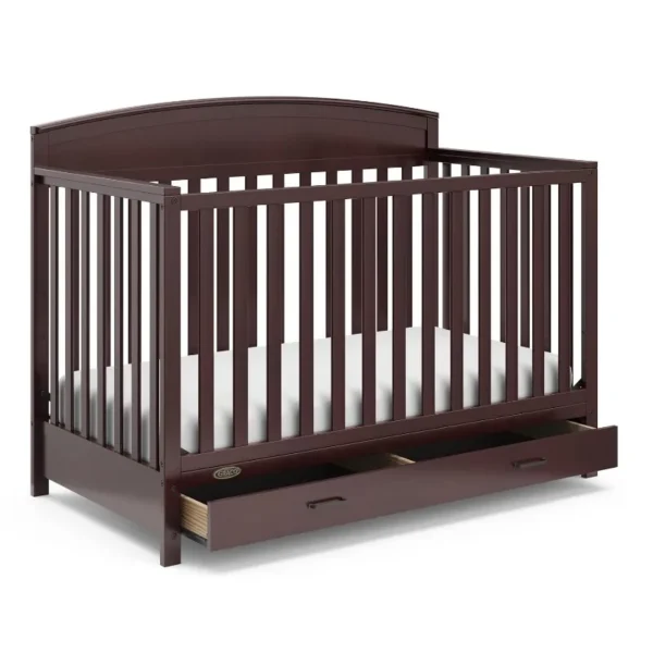 5-in-1 Convertible Crib with Drawer (Pebble Gray) -Converts from Baby Crib to Toddler Bed, Daybed and Full-Size Bed,Fits - Image 2