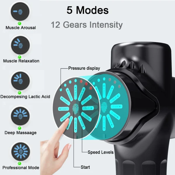 24V Professional Massage Gun With Hot And Cold Compress Electric 12Head High Frequency Fascia Gun Deep Tissue Neck Relax Fitness - Image 5
