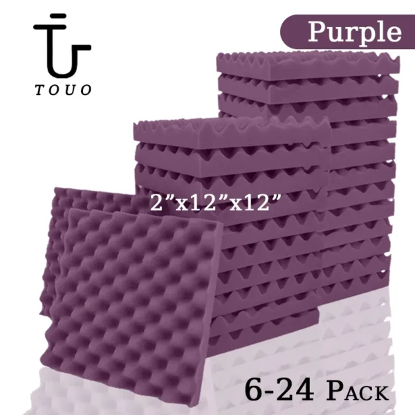 TOUO Egg Trough Acoustic Foam 6/12/24 Pcs Self-Adhesive Studio Wedge Tiles Sound Proofing Padding Wall Sound Proof Foam Panels - Image 8