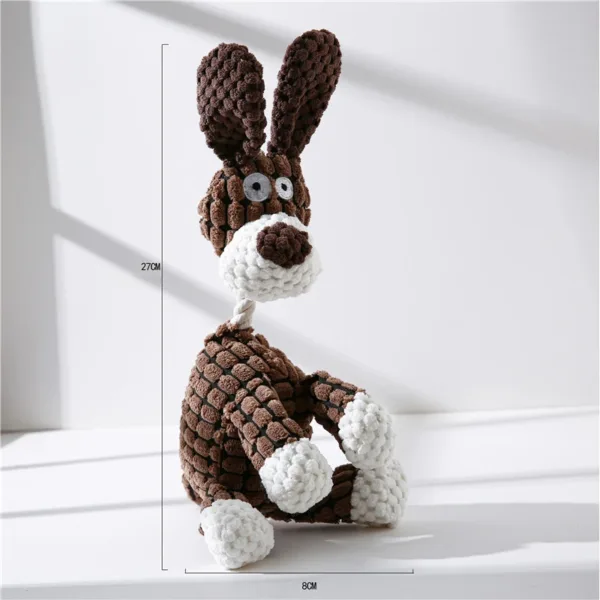 Cute Donkey Shape Dog Plush Toy Corduroy Cotton Rope Chew Toy for Pet Puppy Squeaker Squeaky Molar Training Dogs Accessories