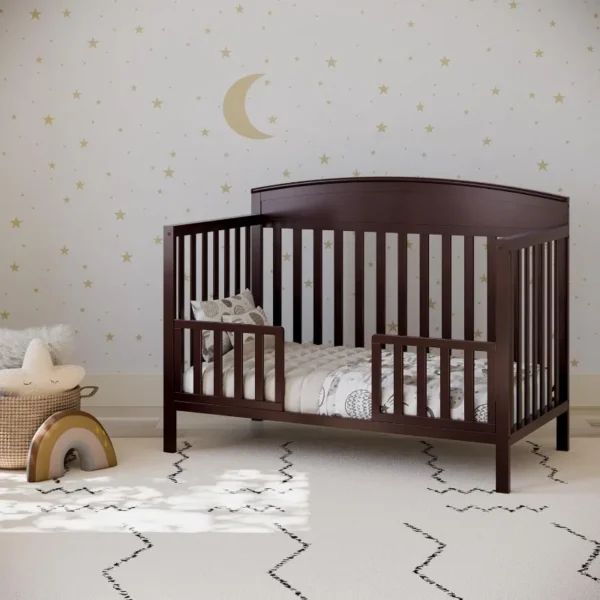 5-in-1 Convertible Crib with Drawer (Pebble Gray) -Converts from Baby Crib to Toddler Bed, Daybed and Full-Size Bed,Fits - Image 4