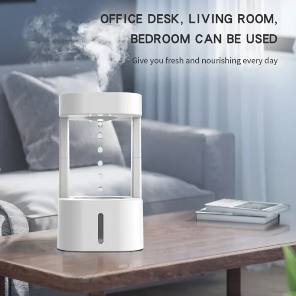 580ml Water Droplet Air Humidifier Anti-Gravity Ultrasonic Cool Mist Maker Weightless Sprayer with LED Night Light Humidifier - Image 2