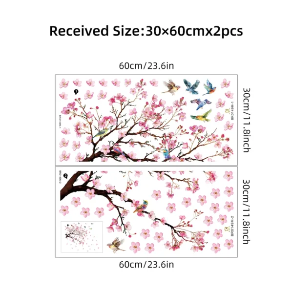 Watercolour Bird Flower Wall Stickers Living Room Decoration for Bedroom Wall Decals Kids Room Baby Nursery Home Decor Girl Gift - Image 5