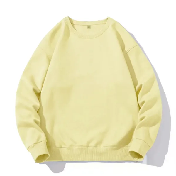 Men Cotton Spring Autumn Solid Color O-neck Sweatshirt Universal Simple Casual Pullover Couple Long Sleeve T-shirt White Top