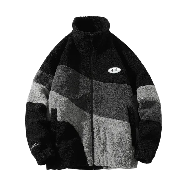 Hip Hop Winter Fleece Fluffy Jacket Streetwear Harajuku Fuzzy Zipper Coat Men Autumn Solid Color Men Lamb Fleece Winter Jackets