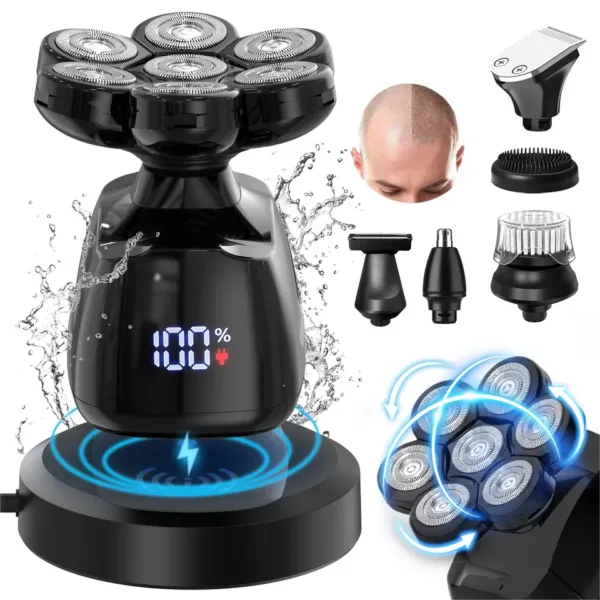 SEJOY 6-in-1 Multifunctional 7D Head Shavers for Bald Men Electric Razor with Nose Hair Trimmer Waterproof Mens Grooming Kit - Image 2
