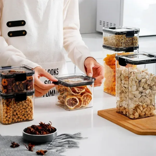 460-1800ml Sets Stackable Kitchen Sealed Jar Plastic Food Storage Box Multigrain Tank Bottle Dried Fruit Tea Storage Containers - Image 10