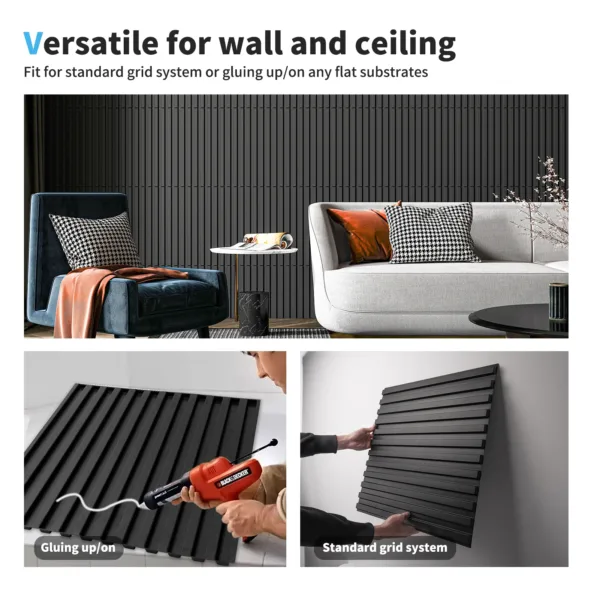 Art3d 12PCS Slat Wall Panel, 3D Fluted Textured 50x50cm Black Home Decoration Waterproof Wall Panels - Image 9