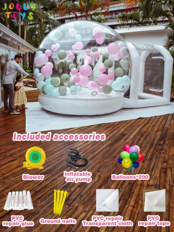 JOLLY TOYS Balloon inflatable bubble house with trampoline and transparent dome PVC material with blower - Image 15
