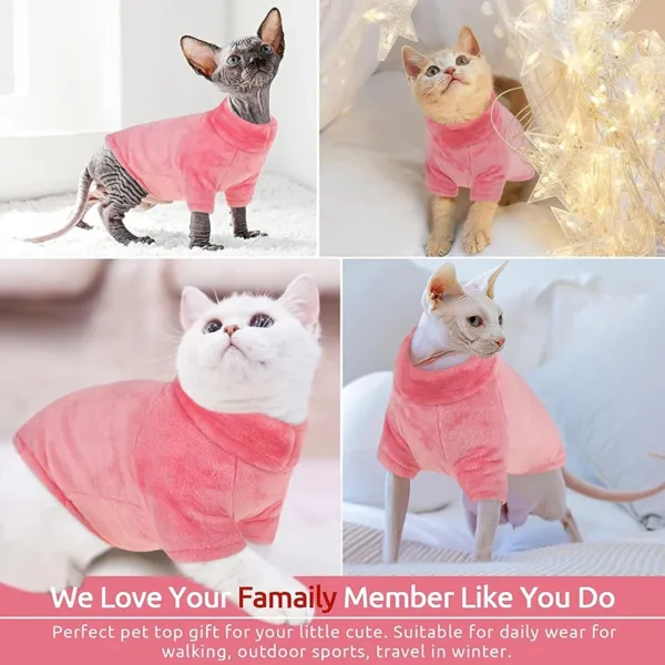 Turtleneck Cat Sweater Coat Winter Warm Hairless Cat Clothes Soft Fluff Pullover Shirt for Maine-Coon Cat Chihuahua Pet Clothing - Image 6