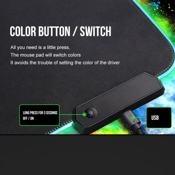1 Pcs Large Gaming Mouse Pad Light Modes Touch Control Extended Soft Computer Keyboard Mat Non-Slip Rubber Base - Image 5