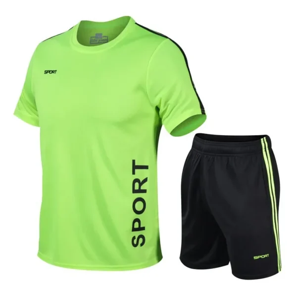 Men Running 2024 Summer Latest Sportswear Polyester Printed T-shirt + Shorts Quick Dry Sport Suit 2-piece Outfits Jogger Set - Image 2