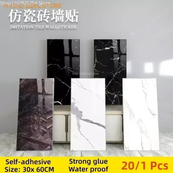NEW 30x60Cm Marble Grain 3D Wall Sticker Floor Sticker PVC Self-Adhesive Waterproof Decorative Stickers for Home DIY House - Image 29