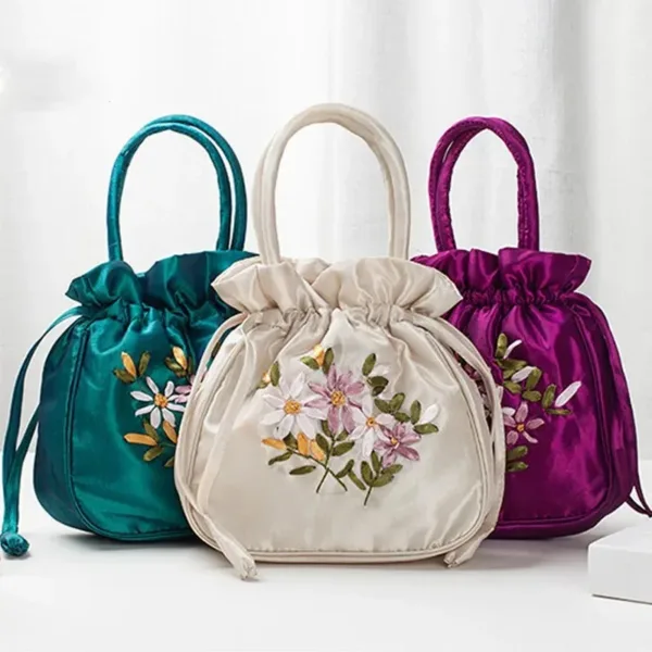 Embroidered Floral Bucket Bag - Image 16