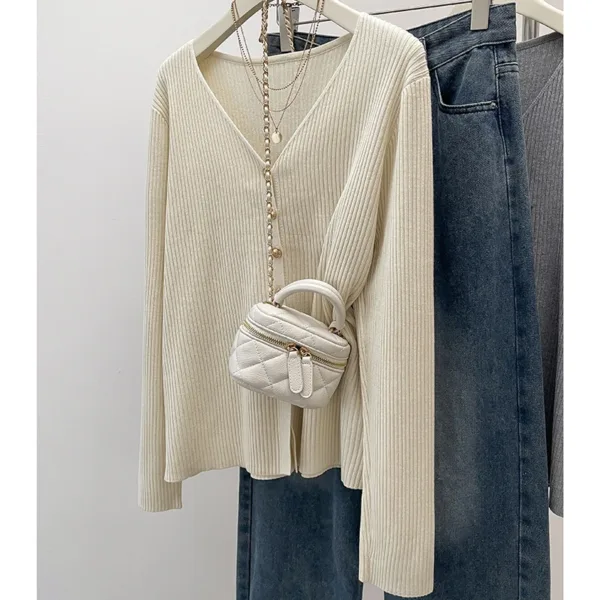 Plus Size Women's Clothing Autumn Winter New Knitwear Sweater Loose Fitting V-neck Cardigan Long Sleeved Warm Jacket for Women - Image 2