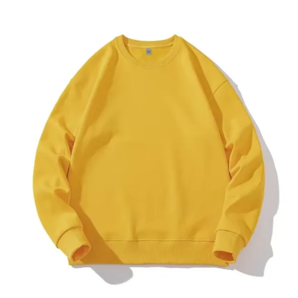 Men Cotton Spring Autumn Solid Color O-neck Sweatshirt Universal Simple Casual Pullover Couple Long Sleeve T-shirt White Top - Image 4