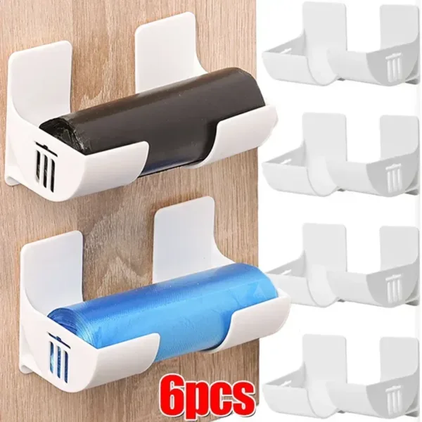 4PCS Wall Mounted Trash Bags Holder Garbage Bag Storage Box Organizer Plastic Bag Film Container Dispenser For Kitchen Shelf