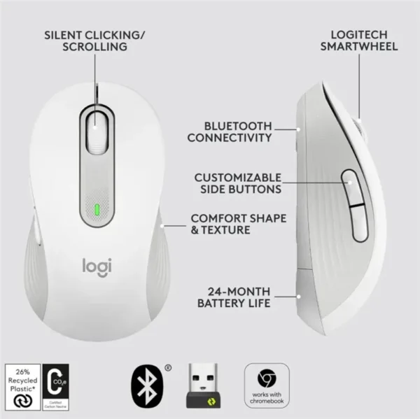 Logitech M650 / M650L Wireless Bluetooth Mouse Silent Office Laptop Mice For PC/Mac/Multi-Device Right Hand Mouse - Image 3