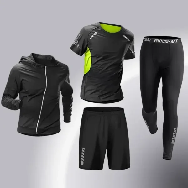 Fashion 3-5 PCS Mens Running Sportswear Set Fitness Jogging Compression Tracksuit Suit Training Sports Clothes Dry Fit Leggings - Image 12