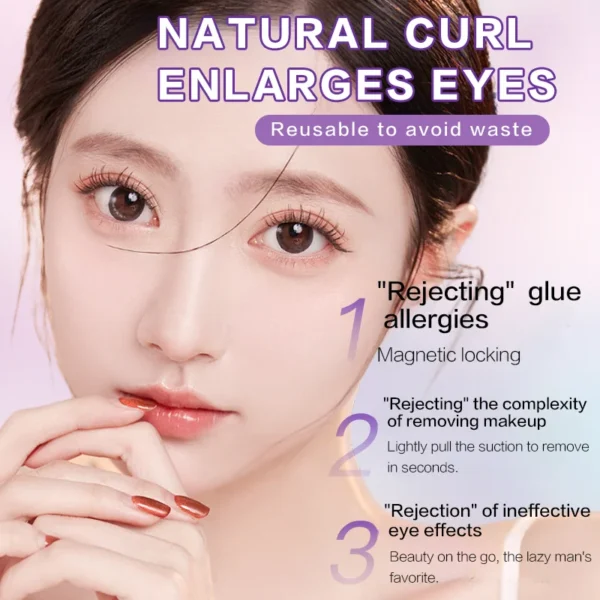 PRAECLARUS 2Pairs Reusable Magnetic Lashes No Glue Needed Professional Premium 3D Magnetic Eyelash 3-Step Press On False Eyelash - Image 4