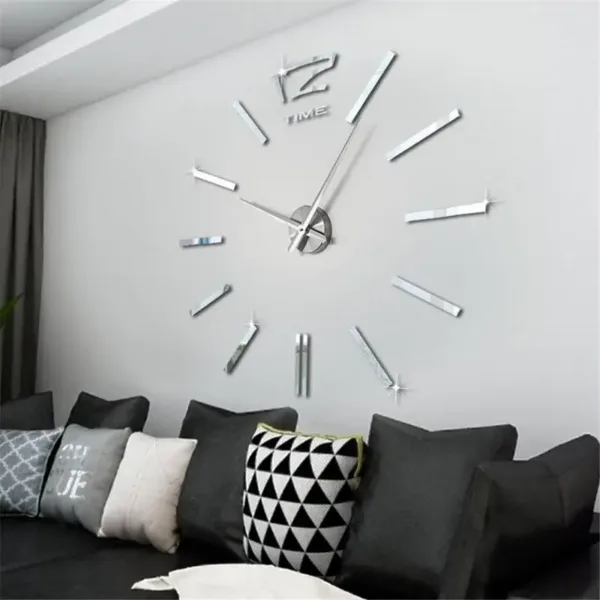 DIY Wall Clock for Home Office 60cm Frameless Modern 3D Wall Clock Mirror Stickers Hotel Room Design School Decoration Decor - Image 6