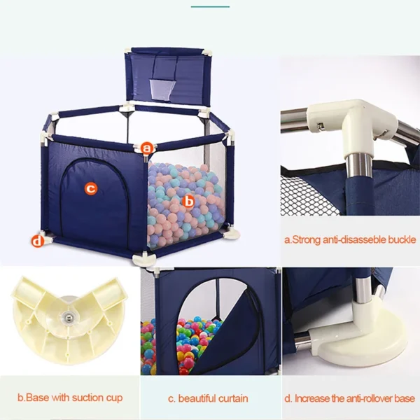 IMBABY Baby Playpen Green Hexagon Playpen for Children with Basketball Board Children's Playpen Ball Pit Baby Playground Fence - Image 10