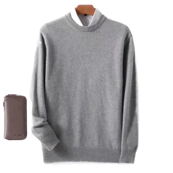 Autumn/Winter Pullover Men's Business Cashmere Round Neck Knitted Woolen Pullover Sweater Warm Long Sleeve High Quality Sweater - Image 6