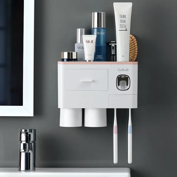 Bathroom Accessories organizer Set Toothbrush Holder Automatic Toothpaste Dispenser Holder Toothbrush Wall Mount Rack Tools Set - Image 4