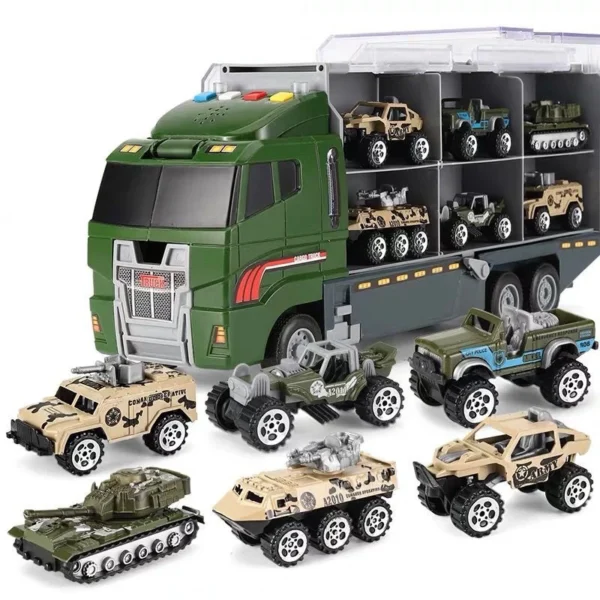 Big Construction Container Transporter Playset With 6PCS Mini Vehicle Carrier Truck Engineering Car Model Toys For Kids Gifts - Image 9
