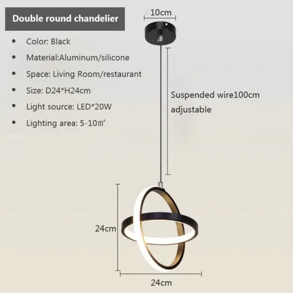Modern Led Pendant Lights Black Chandelier For Dining Room Bedroom Bedside Pendant Lamp Home Dining Table RoomDecor Hanging Lamp - Image 5