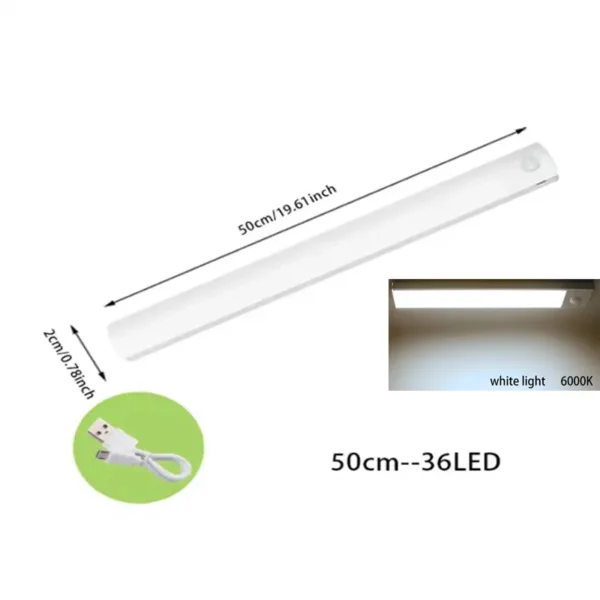 PIR Motion Sensor LED Under Cabinet Lamp Dimmable Rechargeable Night Light Stairs Closet Room Aisle Tube Bar Detector Bulb - Image 9