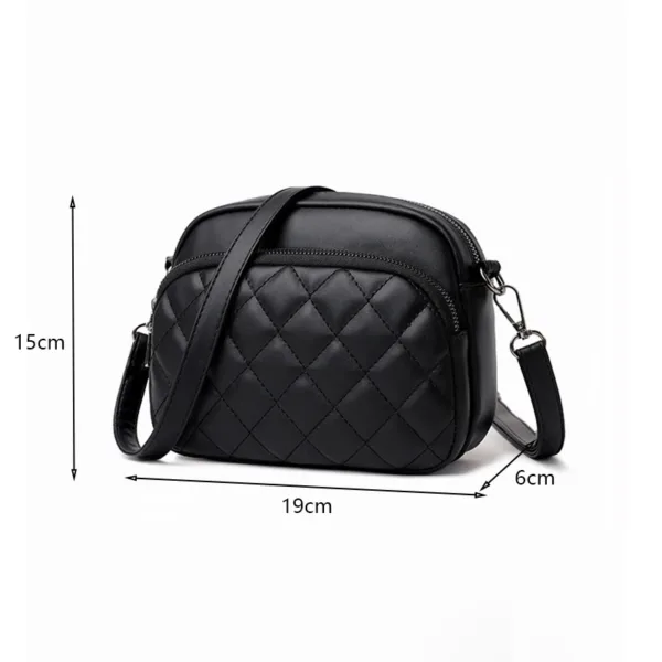 Diamond Lattice Leather Shoulder Bag - Image 3