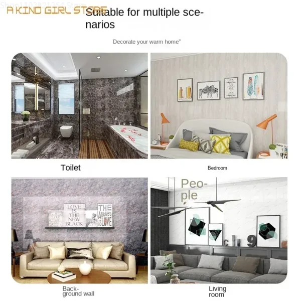 NEW 30x60Cm Marble Grain 3D Wall Sticker Floor Sticker PVC Self-Adhesive Waterproof Decorative Stickers for Home DIY House