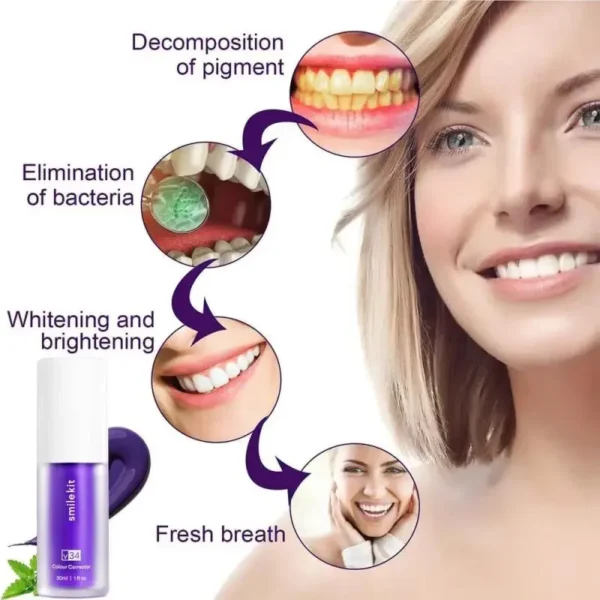 30ml V34 SmileKit Purple Toothpaste Removes Tartar Clean Oral Hygiene Fresh Breath Whitening Teeth Care Products - Image 10