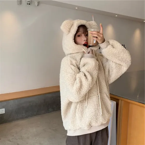 Harajuku Hoodies Women Casual Loose Long Sleeved Sweatshirts Cute Little Bear Ear Hoodie Ladies Fashion Sweatshirt Woman Clothes