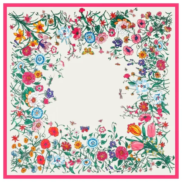 Luxury Floral Silk Scarf - Image 4