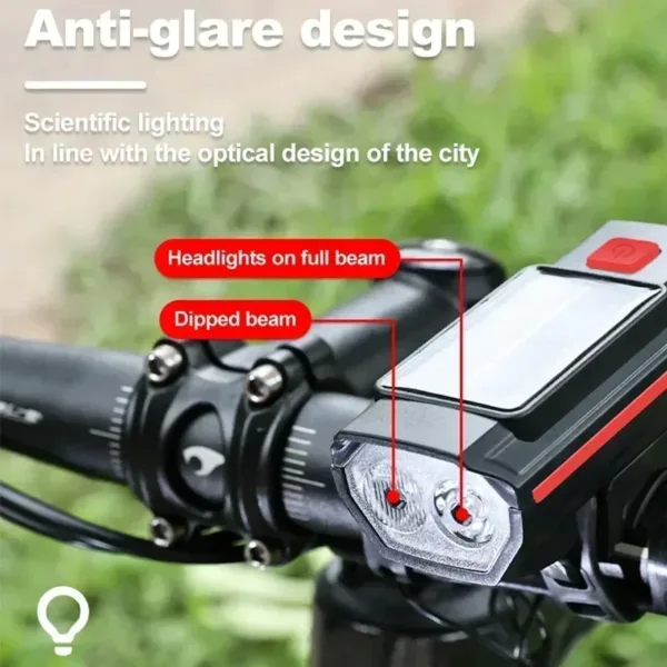 Bicycle Front Light USB Rechargeable with 120dB Horn Highlight Mtb Road Bike Headlight Night Riding Warning Lamp Cycling Light - Image 8