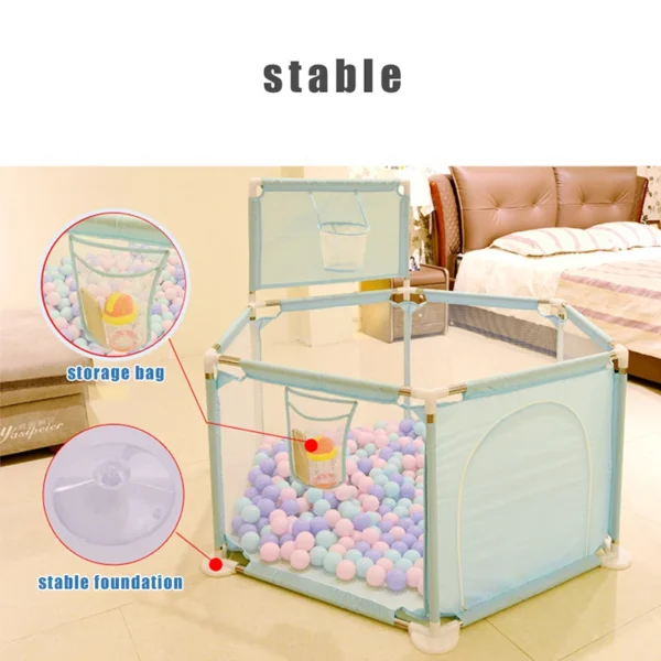 IMBABY Baby Playpen Green Hexagon Playpen for Children with Basketball Board Children's Playpen Ball Pit Baby Playground Fence - Image 2
