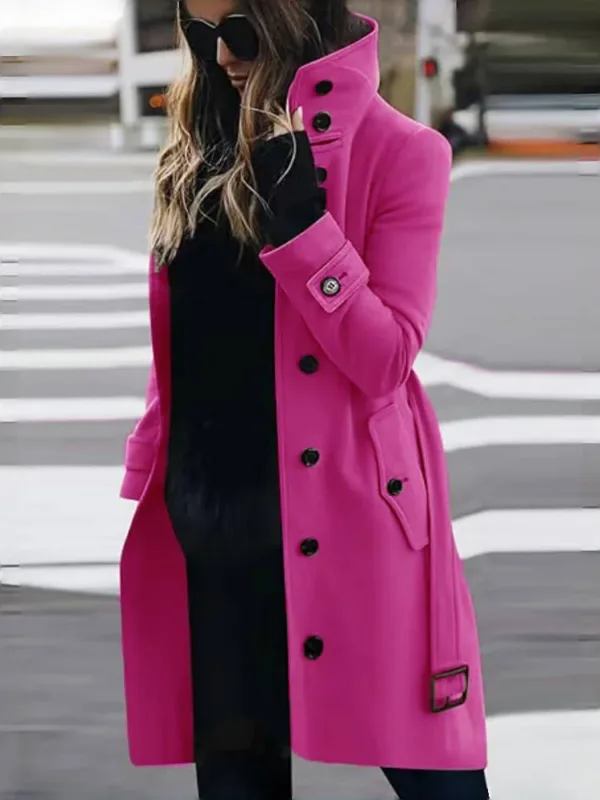 Wool Blend Women's Coat Outerwears Winter Warm Female Jackets Single Breasted Turn-down Collar Long Women's Clothes - Image 4