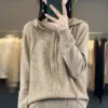 Zip-up Hoodies And Sweatshirts For Women Merino Wool Long Sleeve Sweaters Ladies Clothes Knitted Jumpers New Arrivals Outerwears - Image 7