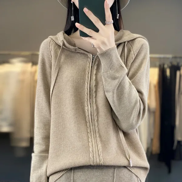 Zip-up Hoodies And Sweatshirts For Women Merino Wool Long Sleeve Sweaters Ladies Clothes Knitted Jumpers New Arrivals Outerwears - Image 7