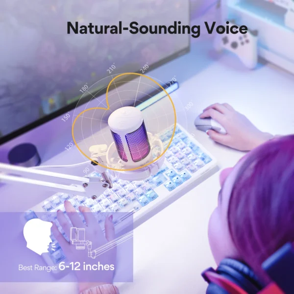 Maono Gamerwave DGM20S USB Microphone Gaming Mic Condenser Mic RGB Mic Noise Canceling Mic with Mic Gain,RGB Light,One key mute - Image 6