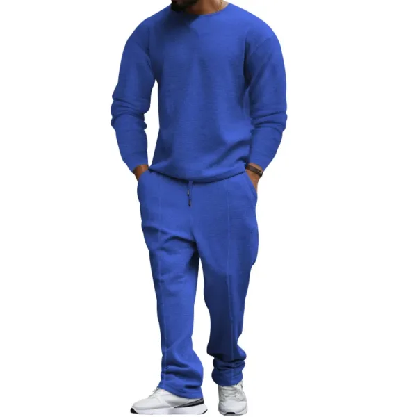 Spring and autumn two-piece crewneck long-sleeved T-shirt and trousers casual sports suit for men - Image 6